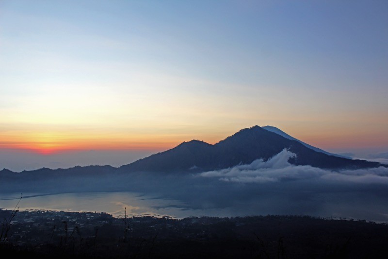 Sunrise at the top of volcano Bali