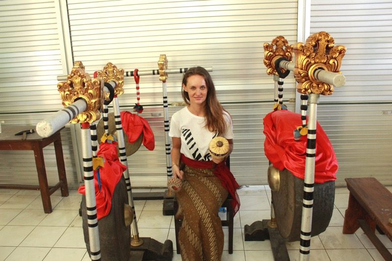 gamelan class playing gong
